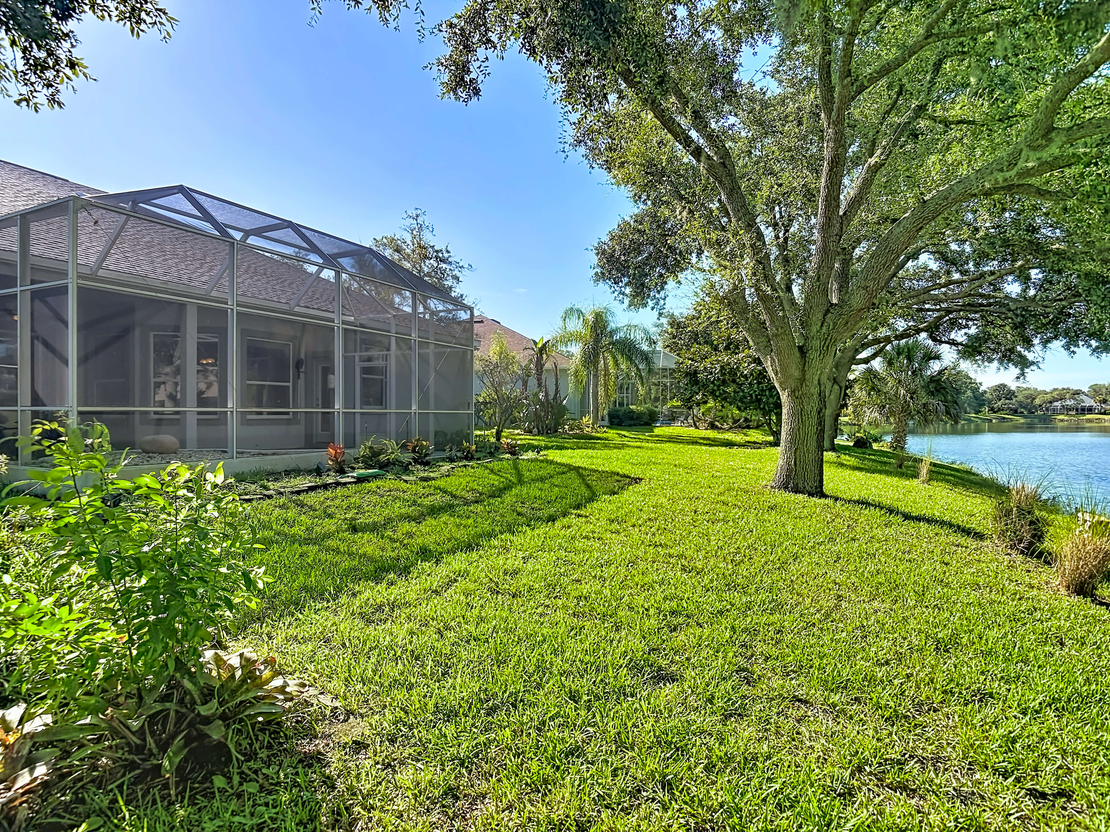 View toward the lanai from the yard at 14 Egret Drive