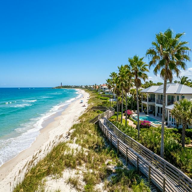 Pristine Northeast Florida Coastal Scenery with Palm Trees