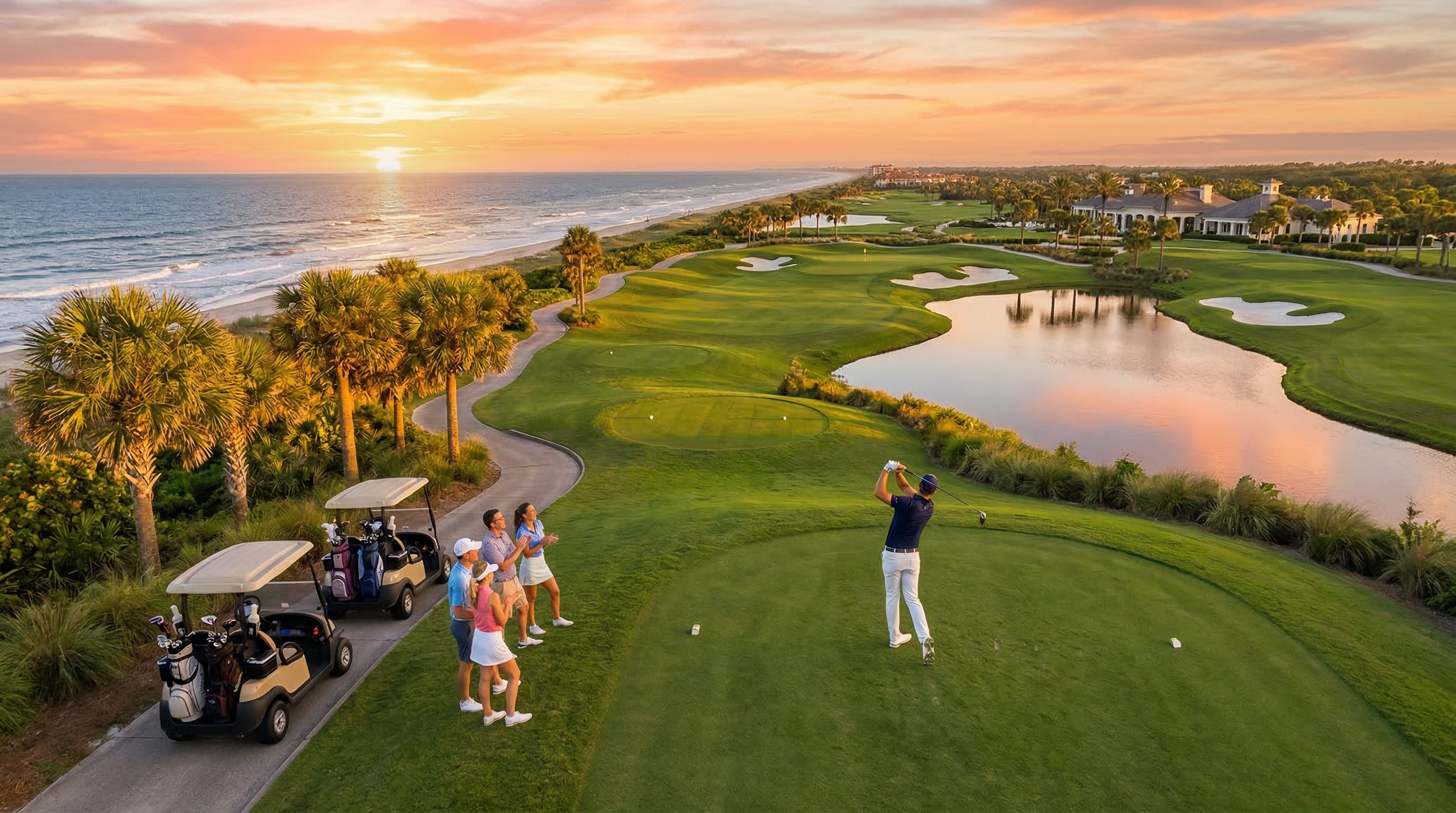 Golf course at sunrise