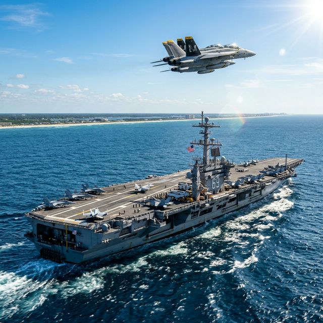 US Navy aircraft carrier off Northeast Florida coast